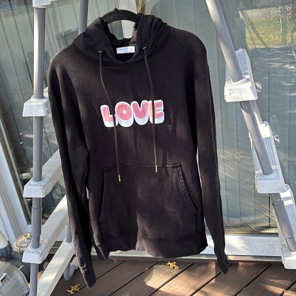 SANDRO PARIS LADIES BLACK HOODIE PINK LOVE!💗 - Picture 3 of 7